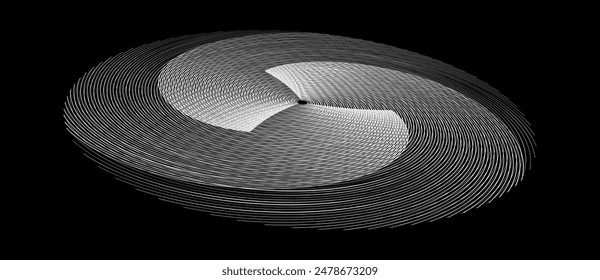 Abstract background with lines in spiral, perspective view. Art design circle as logo or icon.