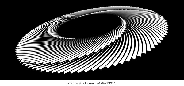 Abstract background with lines in spiral, perspective view. Art design circle as logo or icon.