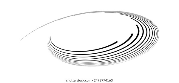 Abstract background with lines in spiral, perspective view. Art design circle as logo or icon.