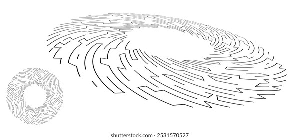 Fondo Abstractas con líneas en espiral, perspectiva y vista normal. Círculo de diseño de arte como logotipo o icono.