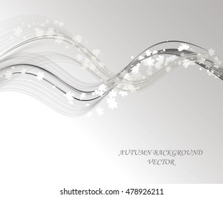 Abstract background with lines, text and leaves