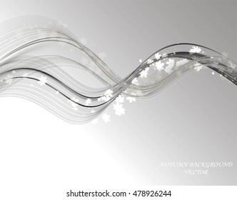 Abstract background with lines, text and leaves