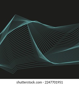 Abstract background with  lines. Texture with distorted waves. Vector illustration with 3d effect. 