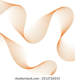 Fundo abstrato com linhas. Banner vetorial com ondas. Fundo para cartaz, cartão, brochura, livreto, folheto. Elemento geométrico para desenho isolado em branco. Gradiente branco e laranja