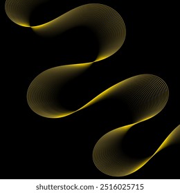 Fondo Abstractas con líneas. Vector Anuncio con olas. Fondo para cartel, tarjeta, folleto, folleto, folleto. Elemento geométrico para el diseño aislado en negro. Gradiente amarillo y negro
