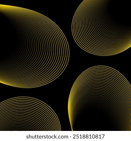 Abstract background with lines. Vector banner with waves. Background for poster, card, brochure, booklet, flyer. Geometric element for design isolated on black. Yellow and black gradient
