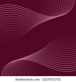 Abstract background with lines. Vector banner with waves. Background for poster, card, brochure, booklet, flyer. Geometric element for design. Burgundy gradient. Valentine's Day