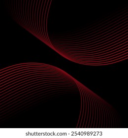 Abstract background with lines. Vector banner with waves. Background for poster, card, brochure, booklet, flyer. Geometric element for design. Red and black gradient. Black Friday banner