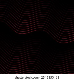 Fundo abstrato com linhas. Banner vetorial com ondas. Fundo para cartaz, cartão, brochura, livreto, folheto. Elemento geométrico de projeto. Gradiente vermelho e preto. Banner da Black Friday