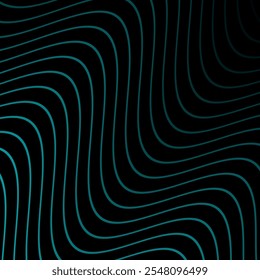 Abstract background with lines. Vector banner with waves. Background for poster, card, brochure, booklet, flyer. Geometric element for design isolated on black. Blue and black gradient