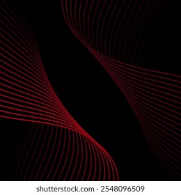 Abstract background with lines. Vector banner with waves. Background for poster, card, brochure, booklet, flyer. Geometric element for design. Red and black gradient. Black Friday banner