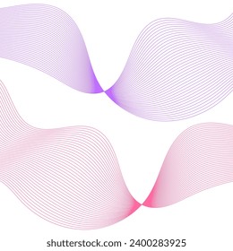 Abstract background with lines. Vector background with waves. Background for music album, poster, card, advertisement. Element for design isolated on white. Pink and purple