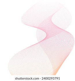 Abstract background with lines. Vector background with waves. Background for music album, poster, card, advertisement. Element for design isolated on white. Pink, orange