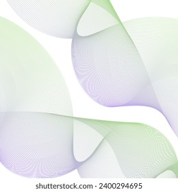 Abstract background with lines. Vector background with waves. Background for music album, poster, card, advertisement. Element for design isolated on white. Colorful. Green and purple