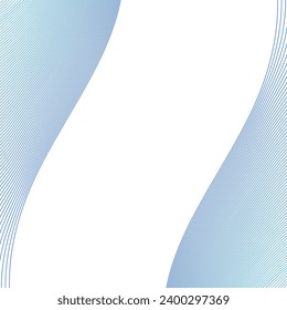 Abstract background with lines. Vector background with waves. Background for music album, poster, card, advertisement. Element for design isolated on white. Blue, water, ocean, sea, river. Winter