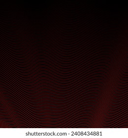 Abstract background with lines. Vector background with waves. Background for music album, poster, card, advertisement. Element for design isolated on black. Red and black. Valentine's Day