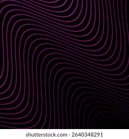 Abstract background with lines and waves. Banner. Element for design isolated on black. Vector background for brochure, booklet, flyer, poster. Pink and black gradient. Purple, dark, night