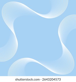 Fundo abstrato com linhas e ondas. Faixa. Elemento isolado do design. Fundo vetorial para brochura, livreto, folheto, cartaz. Gradiente de azul e branco