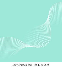 Abstract background with lines and waves. Banner. Element for design isolated. Vector background for brochure, booklet, flyer, poster. Green and white gradient. Turquoise, blue