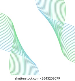 Abstract background with lines and waves. Banner. Element for design isolated on white. Vector background for brochure, booklet, flyer, poster. Colorful gradient. Green, blue