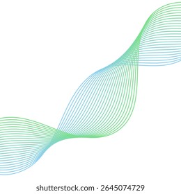 Abstract background with lines and waves. Banner. Element for design isolated on white. Vector background for brochure, booklet, flyer, poster. Colorful gradient. Green, blue