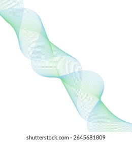 Abstract background with lines and waves. Banner. Element for design isolated on white. Vector background for brochure, booklet, flyer, poster. Colorful gradient. Green, blue