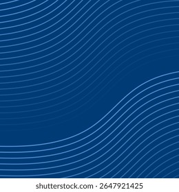 Fundo abstrato com linhas e ondas. Faixa. Elemento isolado do design. Fundo vetorial para brochura, livreto, folheto, cartaz. Gradiente azul. Azul escuro