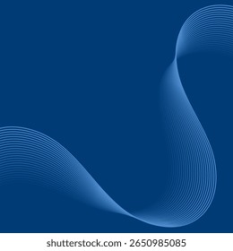 Abstract background with lines and waves. Banner. Element for design isolated. Vector background for brochure, booklet, flyer, poster. Blue gradient. Dark blue