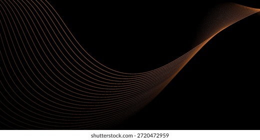 Fondo Abstractas con líneas y ondas. Anuncio. Elemento para el diseño. Fondo de Vector para folleto, folleto, volante. Afiche del evento. Gradiente naranja y negro