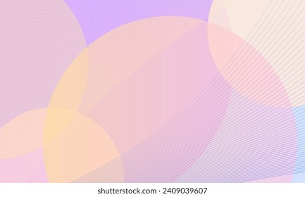Abstract background with lines, waves and circles in pastel colors.