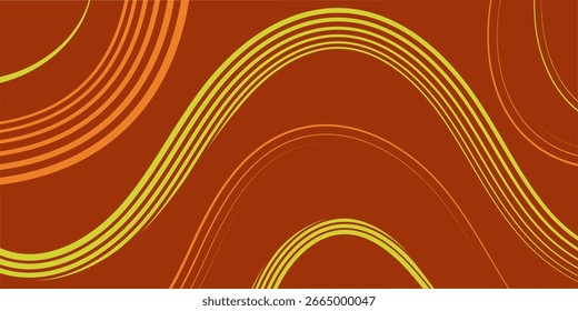 Fundo abstrato com linhas e ondas. Cartaz do evento. Tamanho médio do banner. Fundo vetorial para brochura, livreto, folheto. Elemento abstrato para o projeto. Cores castanho, laranja e amarelo