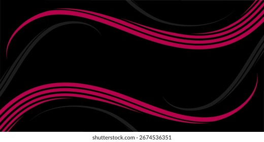 Abstract background with lines and waves. Event poster. Medium banner size. Vector background for brochure, booklet, flyer. Abstract element for design. Pink and black color