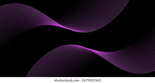 Fondo Abstractas con líneas y ondas. Mediano tamaño de Anuncio. Elemento para el diseño. Vector de fondo para el folleto, folleto, folleto, cartel. Degradado rosa y negro. Oscuro, noche, amor