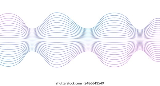 Abstract background with lines and waves. Medium banner size. Element for design. Vector background for brochure, booklet, flyer, poster. Purple, blue and pink gradient. Summer