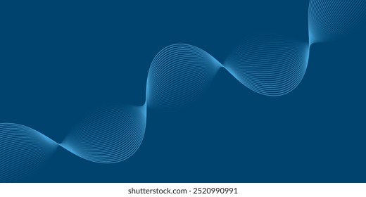 Abstract background with lines and waves. Medium banner size. Element for design. Vector background for brochure, booklet, flyer, poster. Blue gradient
