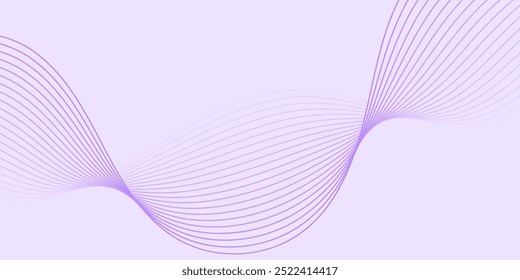 Abstract background with lines and waves. Medium banner size. Element for design. Vector background for brochure, booklet, flyer, poster. Purple gradient