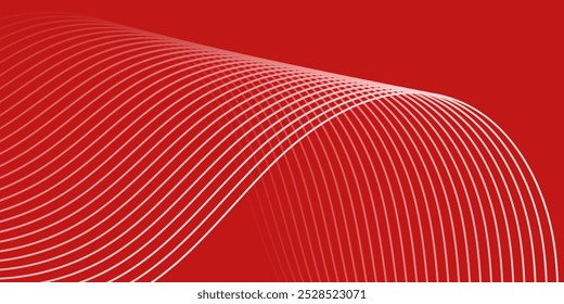 Abstract background with lines and waves. Medium banner size. Element for design. Vector background for brochure, booklet, flyer, poster. Red gradient. Love, Valentine's Day