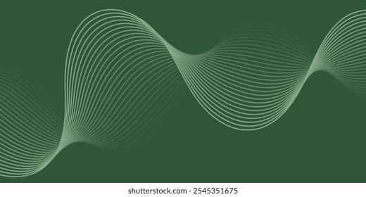 Abstract background with lines and waves. Medium banner size. Element for design. Vector background for brochure, booklet, flyer, poster. Green gradient