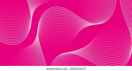 Abstract background with lines and waves. Medium banner size. Element for design. Vector background for brochure, booklet, flyer, poster. Pink gradient. Love, Valentine's Day