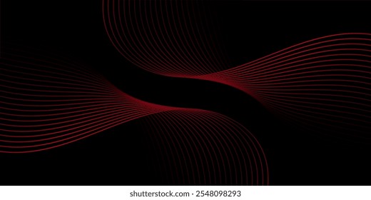 Abstract background with lines and waves. Medium banner size. Element for design. Vector background for brochure, booklet, flyer, poster. Red and black gradient. Black Friday banner