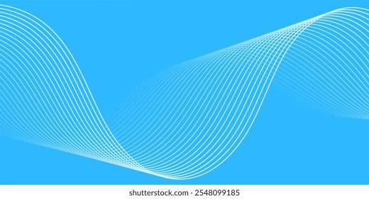Abstract background with lines and waves. Medium banner size. Element for design. Vector background for brochure, booklet, flyer, poster. Blue gradient