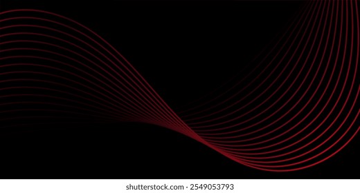 Abstract background with lines and waves. Medium banner size. Element for design. Vector background for brochure, booklet, flyer, poster. Red and black gradient. Black Friday banner