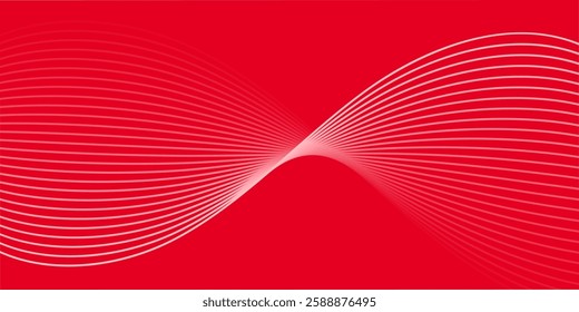 Abstract background with lines and waves. Medium banner size. Element for design. Vector background for brochure, booklet, flyer, poster. Red and white gradient. Love, Valentine's Day