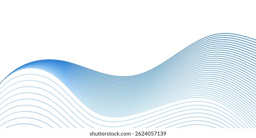 Fondo Abstractas con líneas y ondas. Mediano tamaño de Anuncio. Elemento para el diseño aislado en blanco. Fondo de Vector para folleto, folleto, volante, cartel. Gradiente colorido. Azul y púrpura