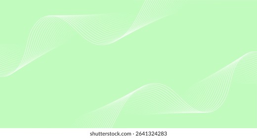 Abstract background with lines and waves. Medium banner size. Element for design isolated. Vector background for brochure, booklet, flyer, poster. Green and white gradient