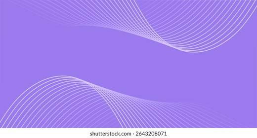 Abstract background with lines and waves. Medium banner size. Element for design isolated. Vector background for brochure, booklet, flyer, poster. Purple gradient. Violet