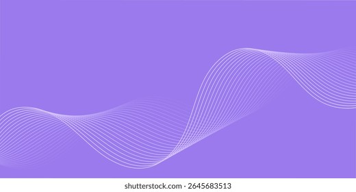 Abstract background with lines and waves. Medium banner size. Element for design isolated. Vector background for brochure, booklet, flyer, poster. Purple gradient. Violet