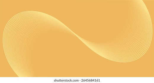 Abstract background with lines and waves. Medium banner size. Element for design isolated. Vector background for brochure, booklet, flyer, poster. Orange and yellow gradient
