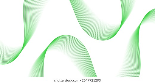 Abstract background with lines and waves. Medium banner size. Element for design isolated on white. Vector background for brochure, booklet, flyer, poster. White and green gradient