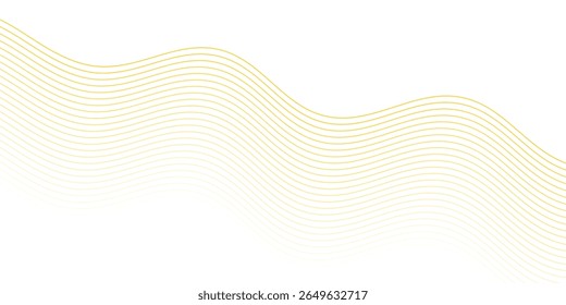 Abstract background with lines and waves. Medium banner size. Element for design isolated on white. Vector background for brochure, booklet, flyer, poster. White and yellow gradient